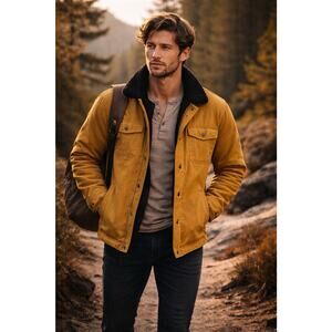 Huckberry Roark Mens Hebrides Jacket XS Sherpa Lined Snap Front Hiking